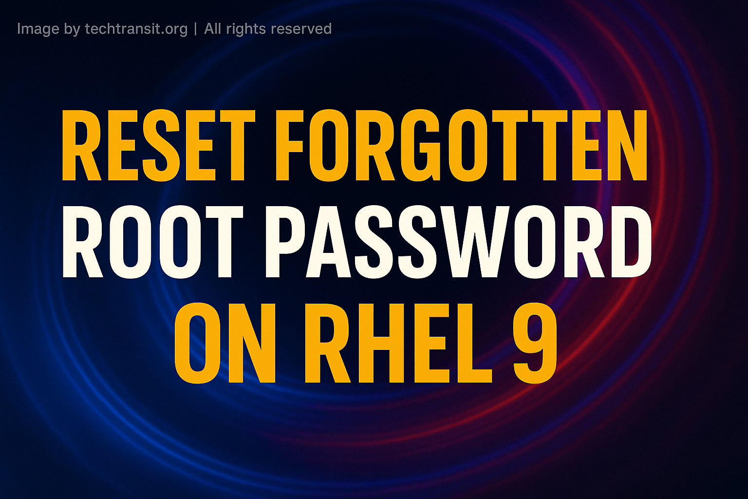 GRUB boot menu screen showing how to reset root password in RHEL 9