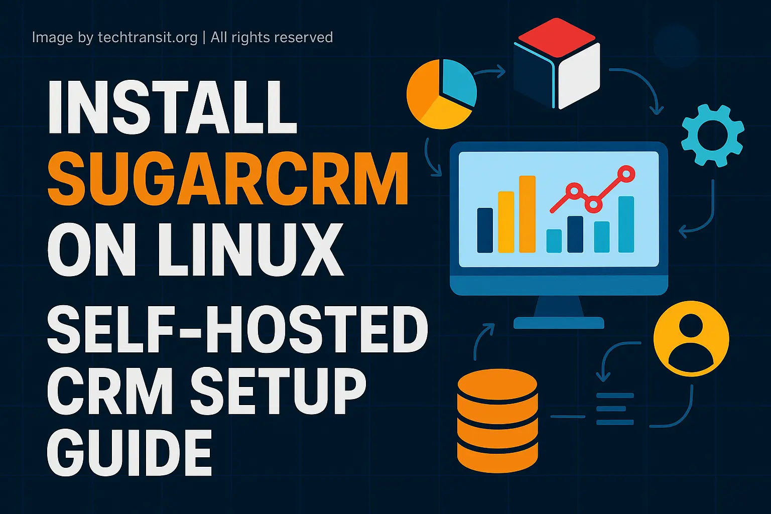 Screenshot of SugarCRM interface on a Linux system with Apache and MySQL stack