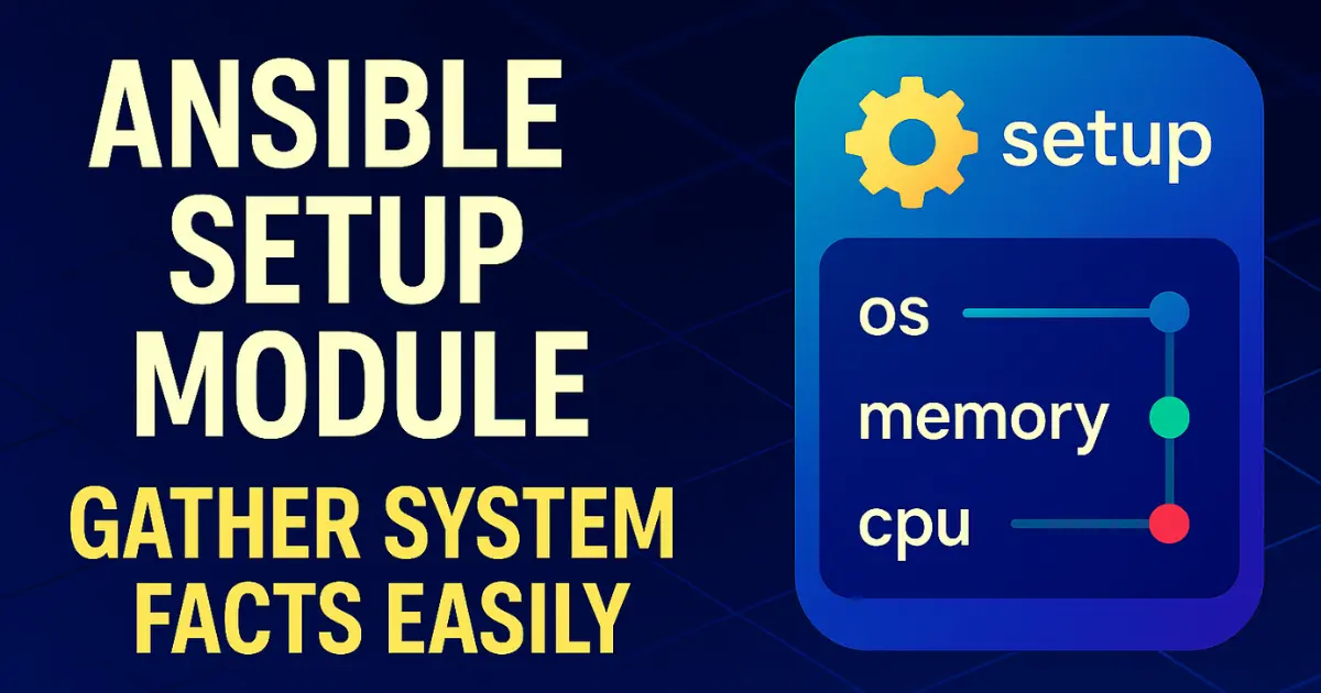 Illustration showing how Ansible setup module gathers system facts for automation