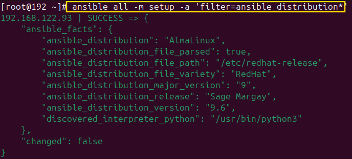 Filtering facts in Ansible setup module for Linux to get only OS name, version, and hardware