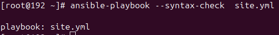 CLI showing ansible-playbook --syntax-check passing before execution