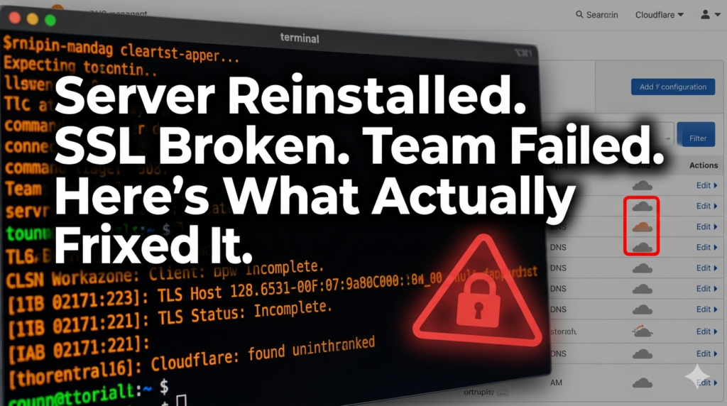 TechTransit.org: SSL error after cPanel WHM server reinstall — Cloudflare DNS grey cloud and AutoSSL incomplete fix guide